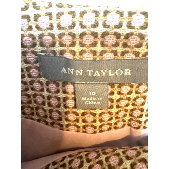 ANN TAYLOR Women's Skirt sz10 Mini Pink Ivory Wool Blend Lined Side Zip … - Picture 3 of 12